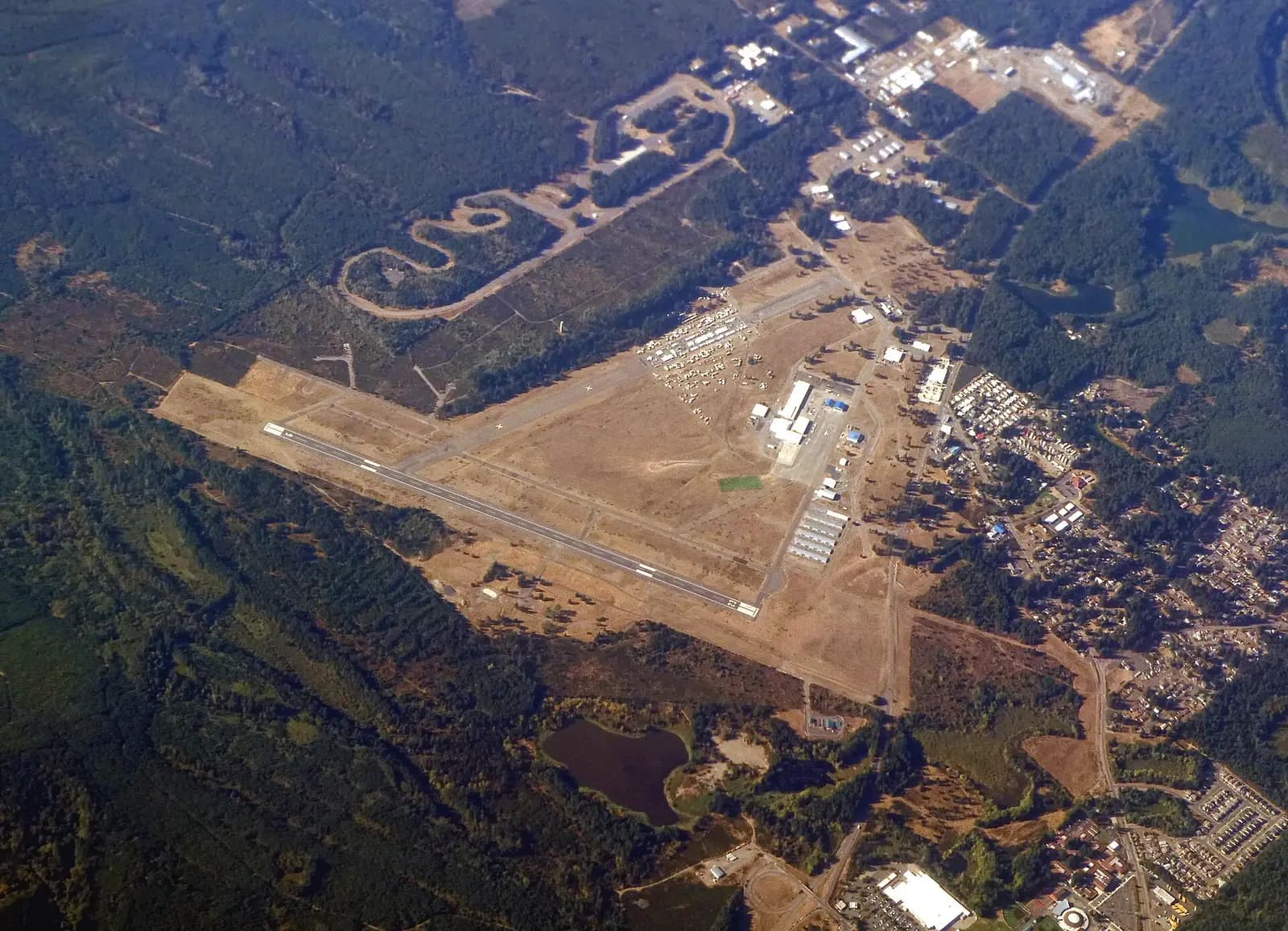 Shelton, Washington: Aerial view of Sanderson Field, September 2022