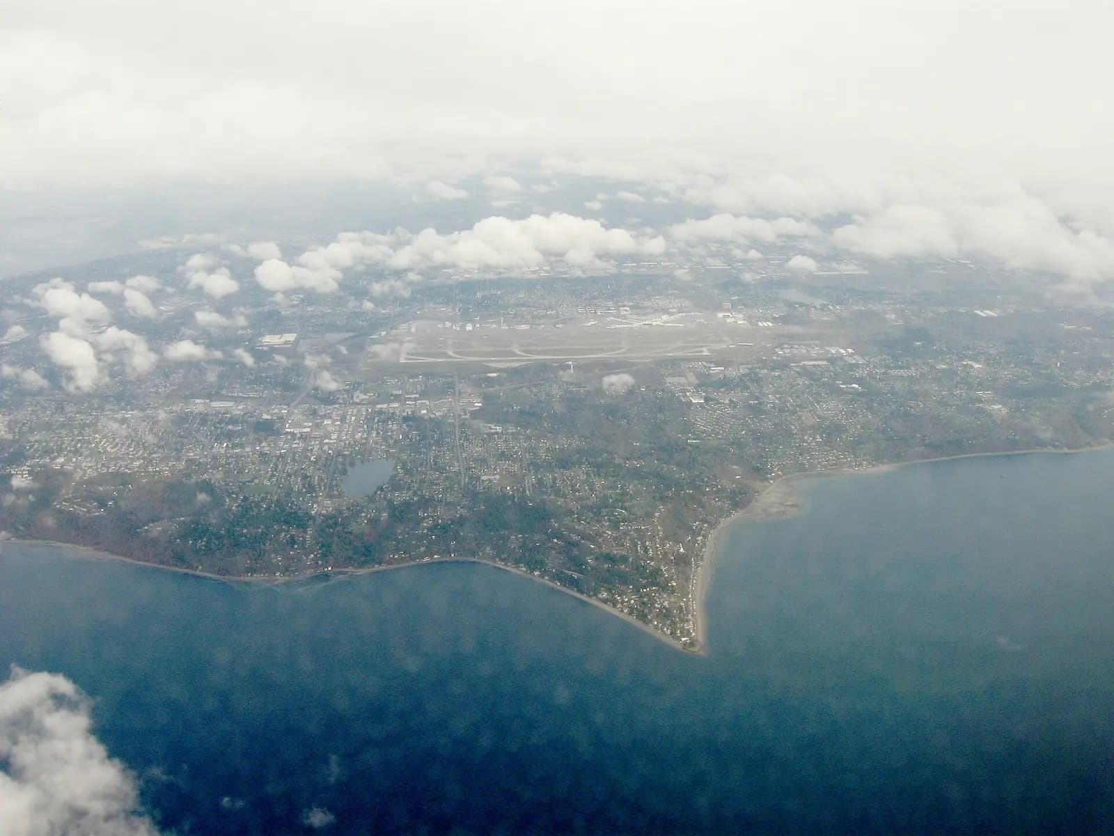 Burien, Washington: Aerial view of Three Tree Point, Burien, and SeaTac